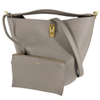 Celine 2-Way Bucket 16 Shoulder Bag Handbag Leather Brown Gold Vintage