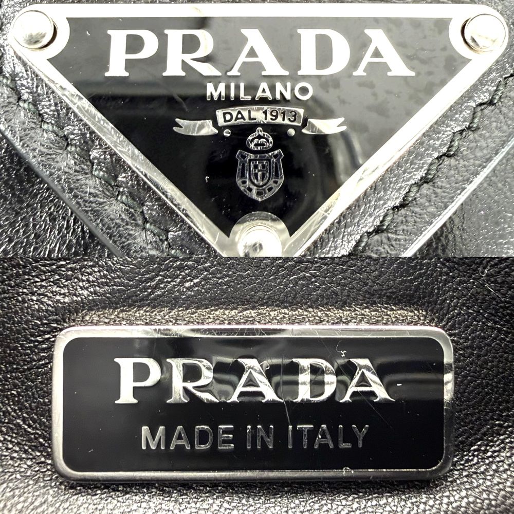 Prada Handbag Triangle Logo Moon Mini Bag Leather Black Silver Vintage — view 5