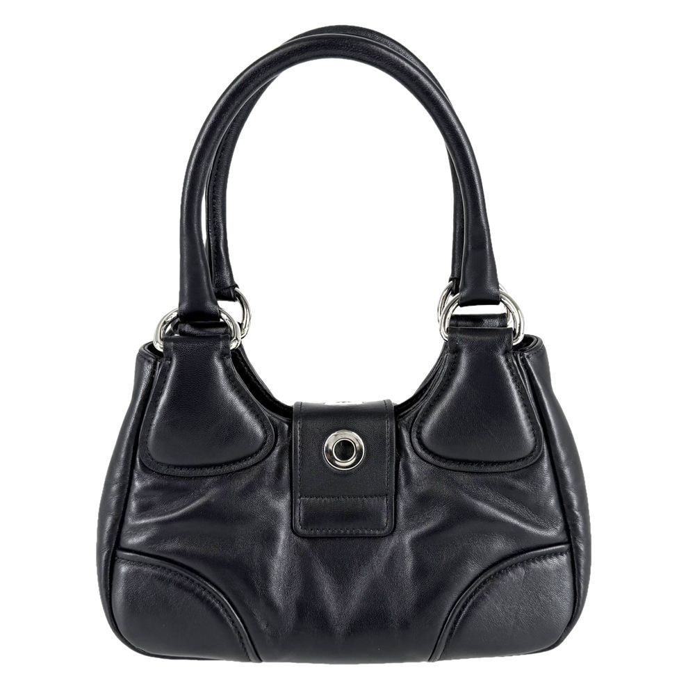 Prada Handbag Triangle Logo Moon Mini Bag Leather Black Silver Vintage — view 2