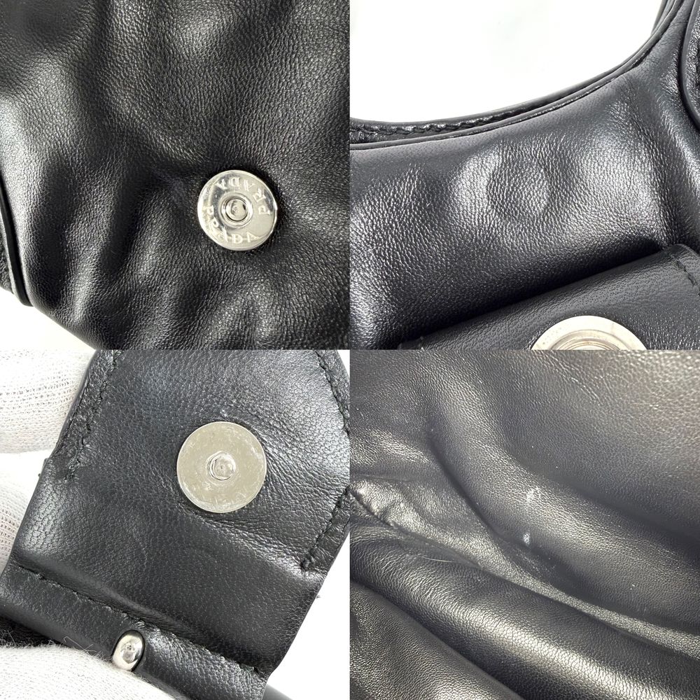 Prada Handbag Triangle Logo Moon Mini Bag Leather Black Silver Vintage — view 6