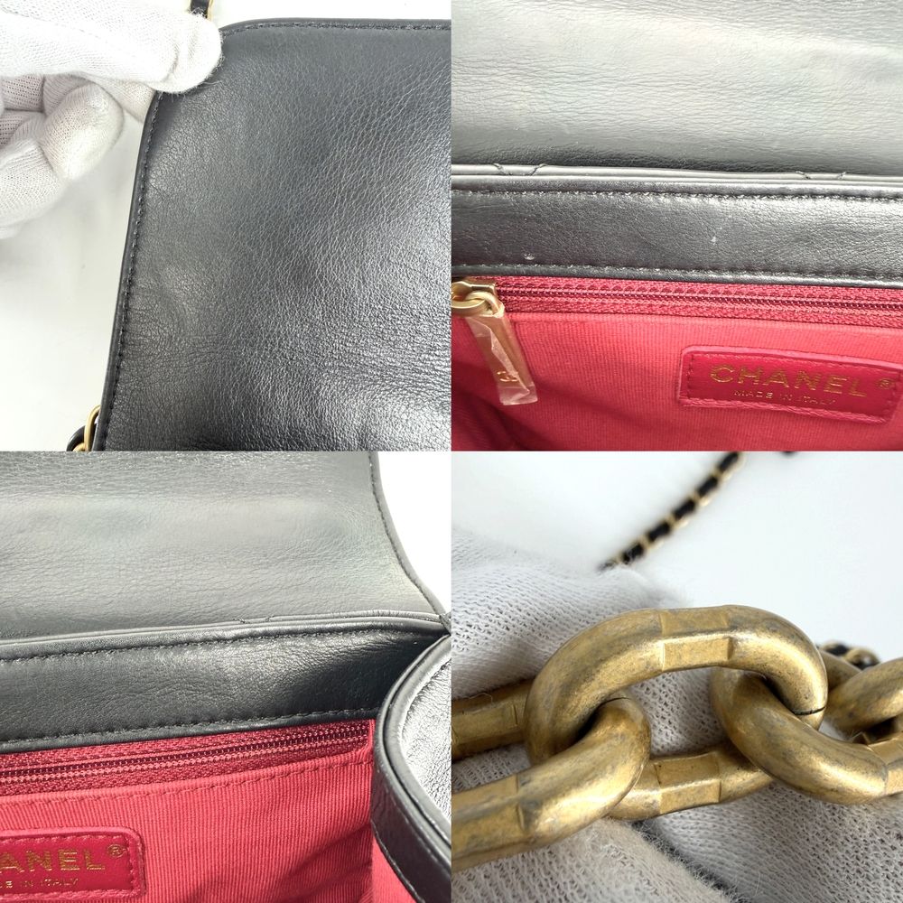Chanel 2-Way Quilted Handbag Chain Shoulder Bag Crossbody CC Logo Lambskin Black — view 7