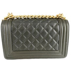 Chanel Shoulder Bag Quilted Boy 20 CC Logo Bag Crossbody Boy Lambskin Khaki — view 2