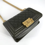 Chanel Shoulder Bag Quilted Boy 20 CC Logo Bag Crossbody Boy Lambskin Khaki — view 3