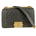 Chanel Shoulder Bag Quilted Boy 20 CC Logo Bag Crossbody Boy Lambskin Khaki