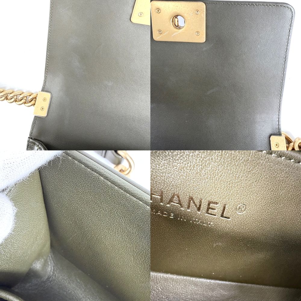 Chanel Shoulder Bag Quilted Boy 20 CC Logo Bag Crossbody Boy Lambskin Khaki — view 6