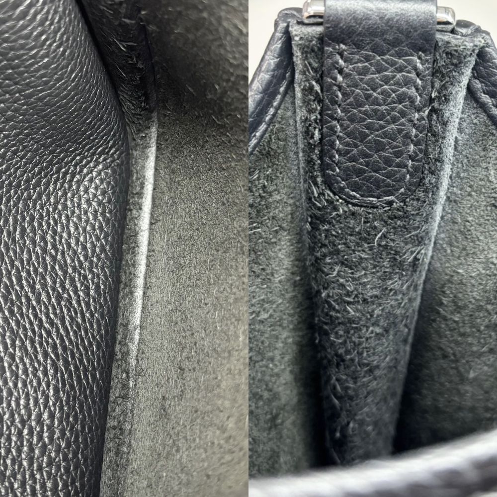 Hermes Shoulder Bag Evelyne III TPM Pochette Crossbody Shark Leather Black — view 8