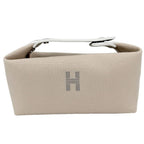 Hermes Handbag Brid-a-brac PM Pouch Toile Ash Beige White Silver Vintage