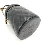 Chanel Shoulder Bag Logo Quilted Chain Vanity Crossbody CC Lambskin Black Gold — view 3