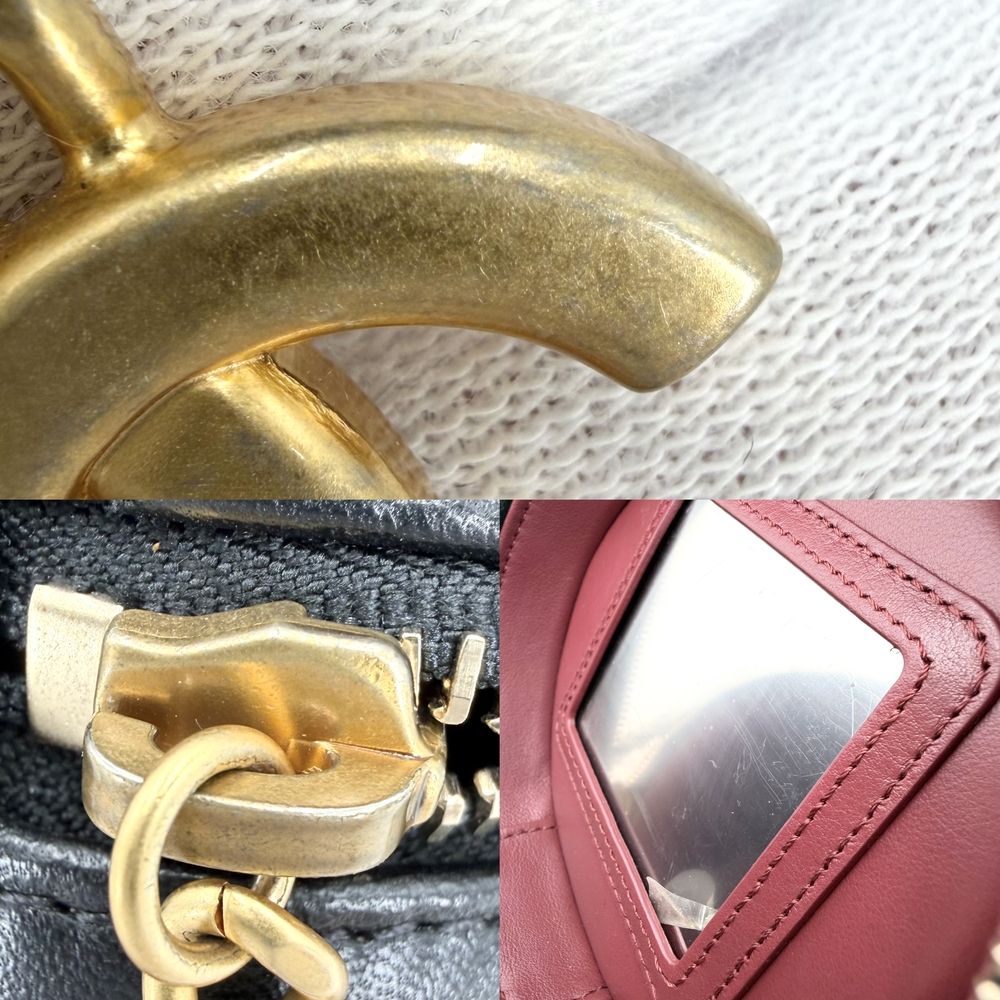 Chanel Shoulder Bag Logo Quilted Chain Vanity Crossbody CC Lambskin Black Gold — view 8