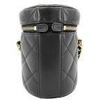 Chanel Shoulder Bag Logo Quilted Chain Vanity Crossbody CC Lambskin Black Gold — view 2