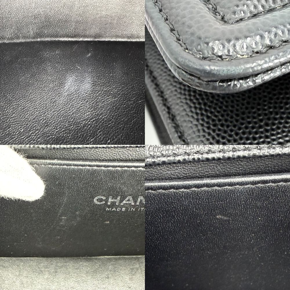 Chanel Shoulder Bag Quilted Boy CC Logo Bag Crossbody Boy Caviar Leather Black — view 6