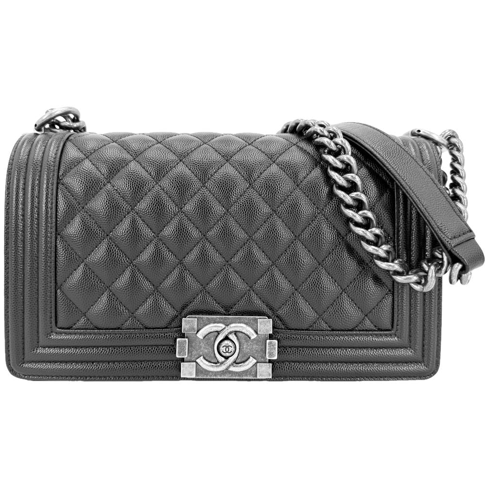 Chanel Shoulder Bag Quilted Boy CC Logo Bag Crossbody Boy Caviar Leather Black
