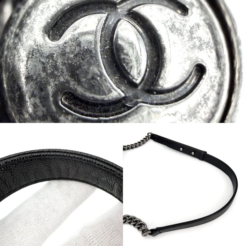 Chanel Shoulder Bag Quilted Boy CC Logo Bag Crossbody Boy Caviar Leather Black — view 7