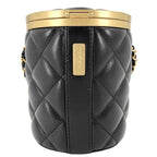 Chanel Shoulder Bag Quilted Chain Crossbody CC Logo Lambskin Black Gold Vintage — view 2