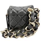 Chanel Handbag Quilted Mini Bag Pouch CC Logo Lambskin Black Gold — view 2