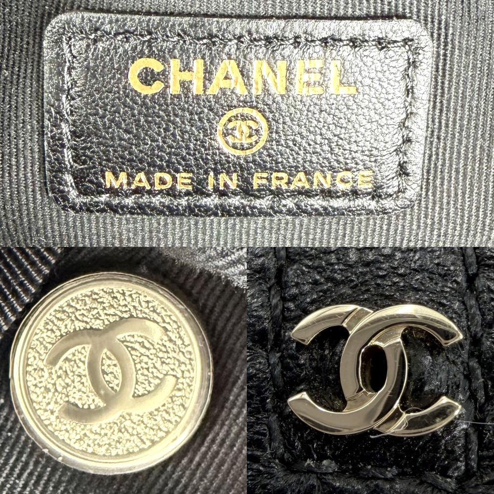 Chanel Handbag Quilted Mini Bag Pouch CC Logo Lambskin Black Gold — view 5