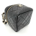 Chanel Handbag Quilted Mini Bag Pouch CC Logo Lambskin Black Gold — view 3