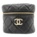 Chanel Handbag Quilted Mini Bag Pouch CC Logo Lambskin Black Gold