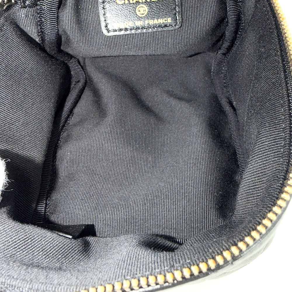 Chanel Handbag Quilted Mini Bag Pouch CC Logo Lambskin Black Gold — view 4