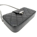 Chanel Chain Wallet Quilted CC Logo Shoulder Bag Crossbody Caviar Leather Black — view 3