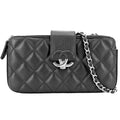 Chanel Chain Wallet Quilted CC Logo Shoulder Bag Crossbody Caviar Leather Black