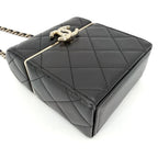 Chanel Shoulder Bag Quilted CC Logo Lambskin Black Gold Vintage — view 3