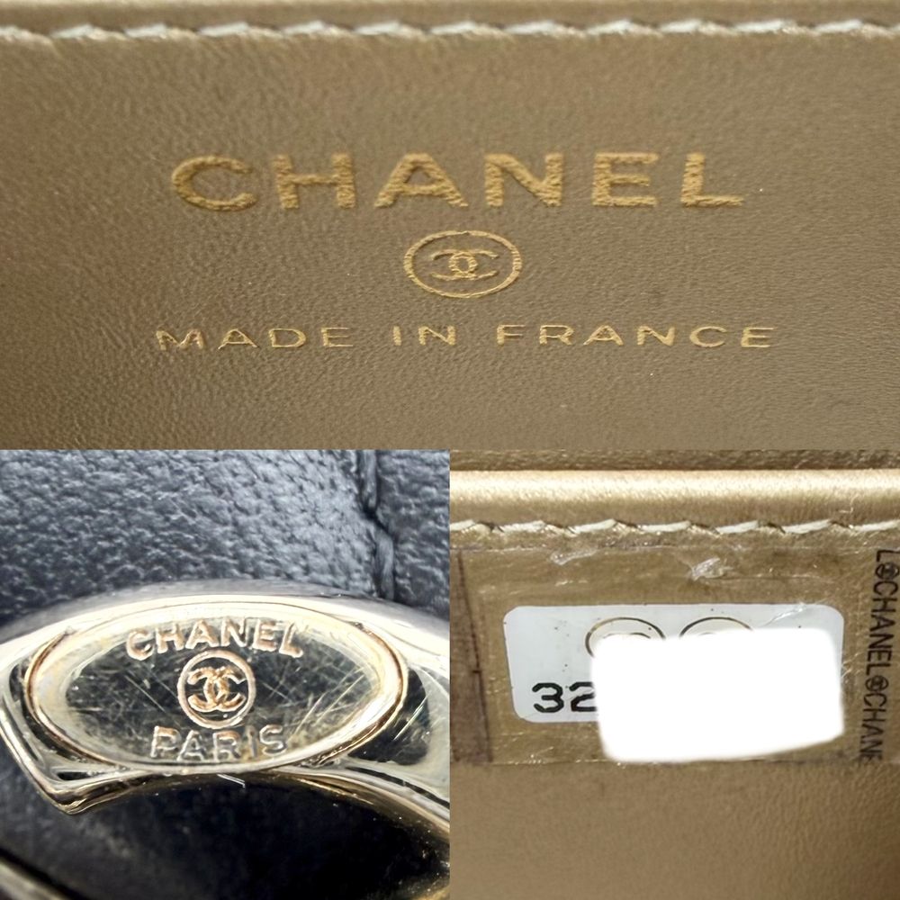 Chanel Shoulder Bag Quilted CC Logo Lambskin Black Gold Vintage — view 5