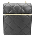 Chanel Shoulder Bag Quilted CC Logo Lambskin Black Gold Vintage — view 2
