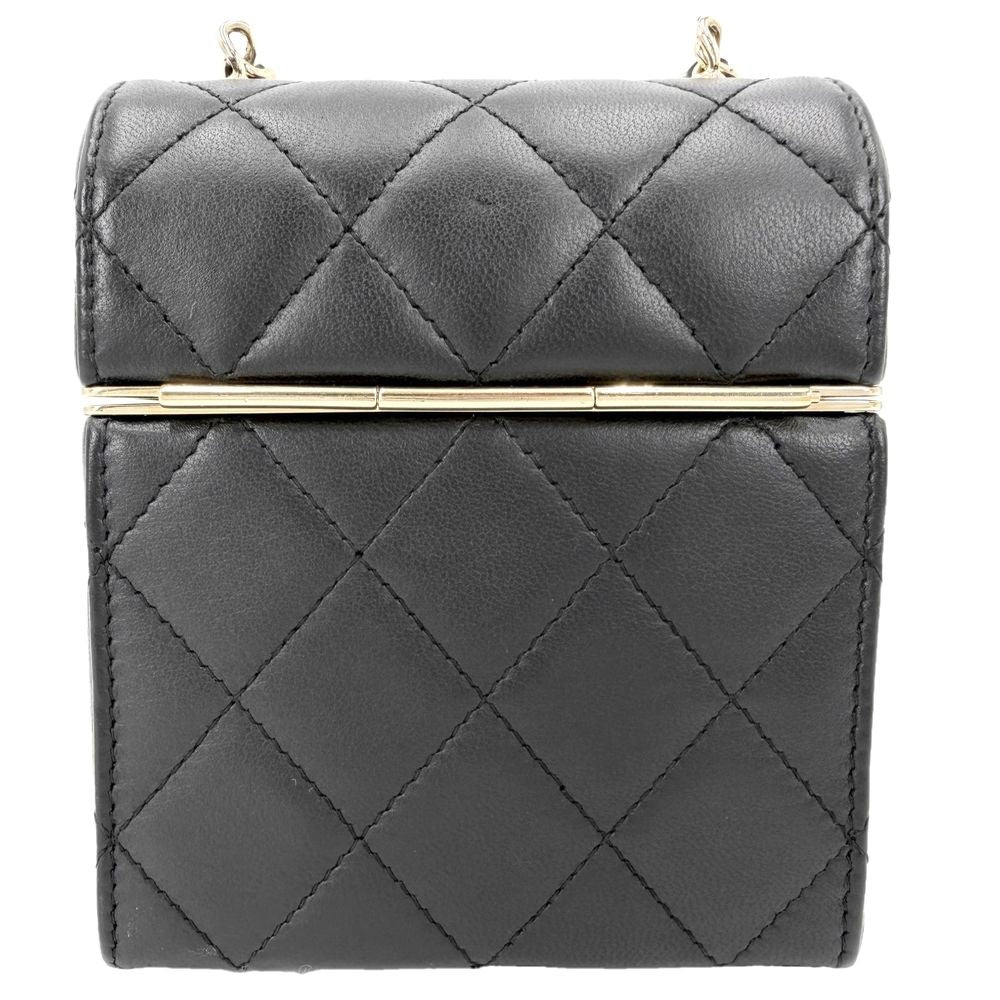 Chanel Shoulder Bag Quilted CC Logo Lambskin Black Gold Vintage — view 2