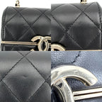 Chanel Shoulder Bag Quilted CC Logo Lambskin Black Gold Vintage — view 6