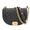Chanel Shoulder Bag Quilted Half Moon Pochette CC Logo Bag Crossbody Boy Caviar