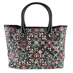 Chanel Tote Coco Travel Handbag CC Logo Shoulder Canvas Leather Black Red Silver — view 2