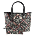 Chanel Tote Coco Travel Handbag CC Logo Shoulder Canvas Leather Black Red Silver