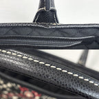 Chanel Tote Coco Travel Handbag CC Logo Shoulder Canvas Leather Black Red Silver — view 7