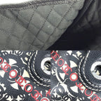 Chanel Tote Coco Travel Handbag CC Logo Shoulder Canvas Leather Black Red Silver — view 6