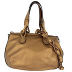 Loewe 2-Way Fiesta Metallic Handbag Shoulder Bag Brown Leather Blanc Silver
