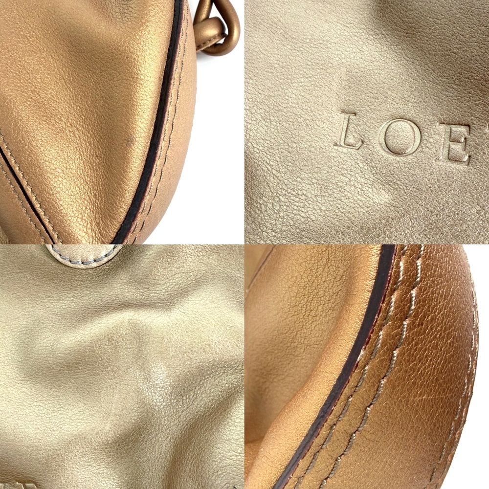 Loewe 2-Way Fiesta Metallic Handbag Shoulder Bag Brown Leather Blanc Silver — view 6