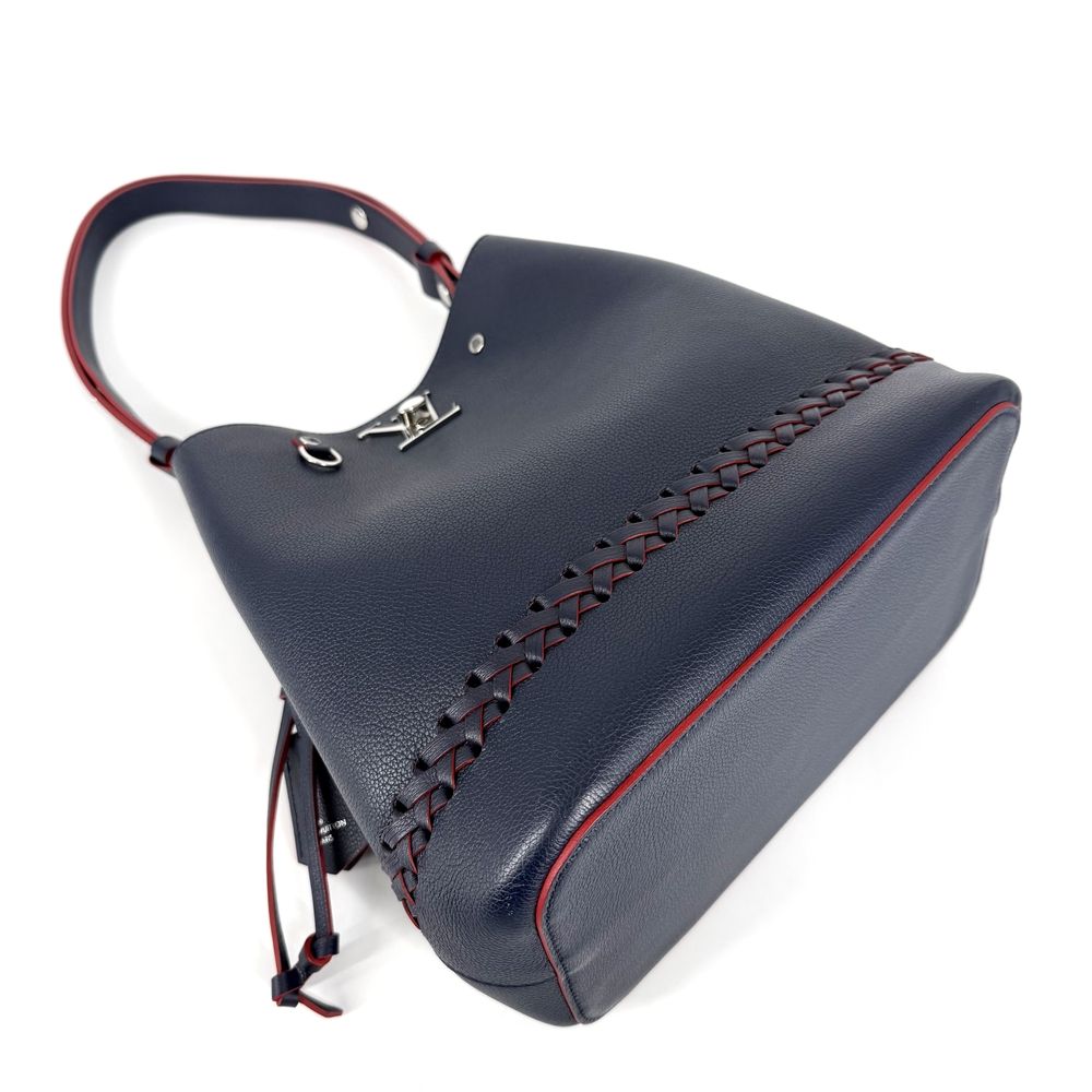 Louis Vuitton Shoulder Bag Lockme Bucket Crossbody Leather Navy Red Silver — view 3