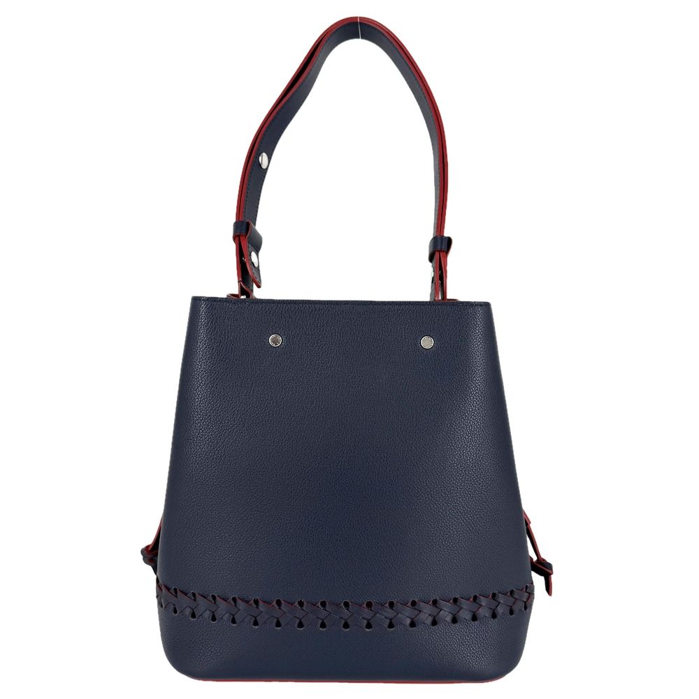 Louis Vuitton Shoulder Bag Lockme Bucket Crossbody Leather Navy Red Silver — view 2