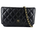 Chanel Chain Wallet Quilted Shoulder Bag CC Logo Crossbody Caviar Leather Black