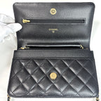 Chanel Chain Wallet Quilted Shoulder Bag CC Logo Crossbody Caviar Leather Black — view 4