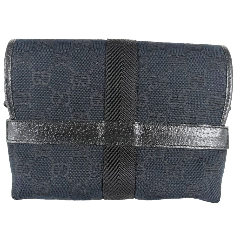 Gucci Waist Bag Shoulder Crossbody GG Canvas Black Silver Vintage — view 2