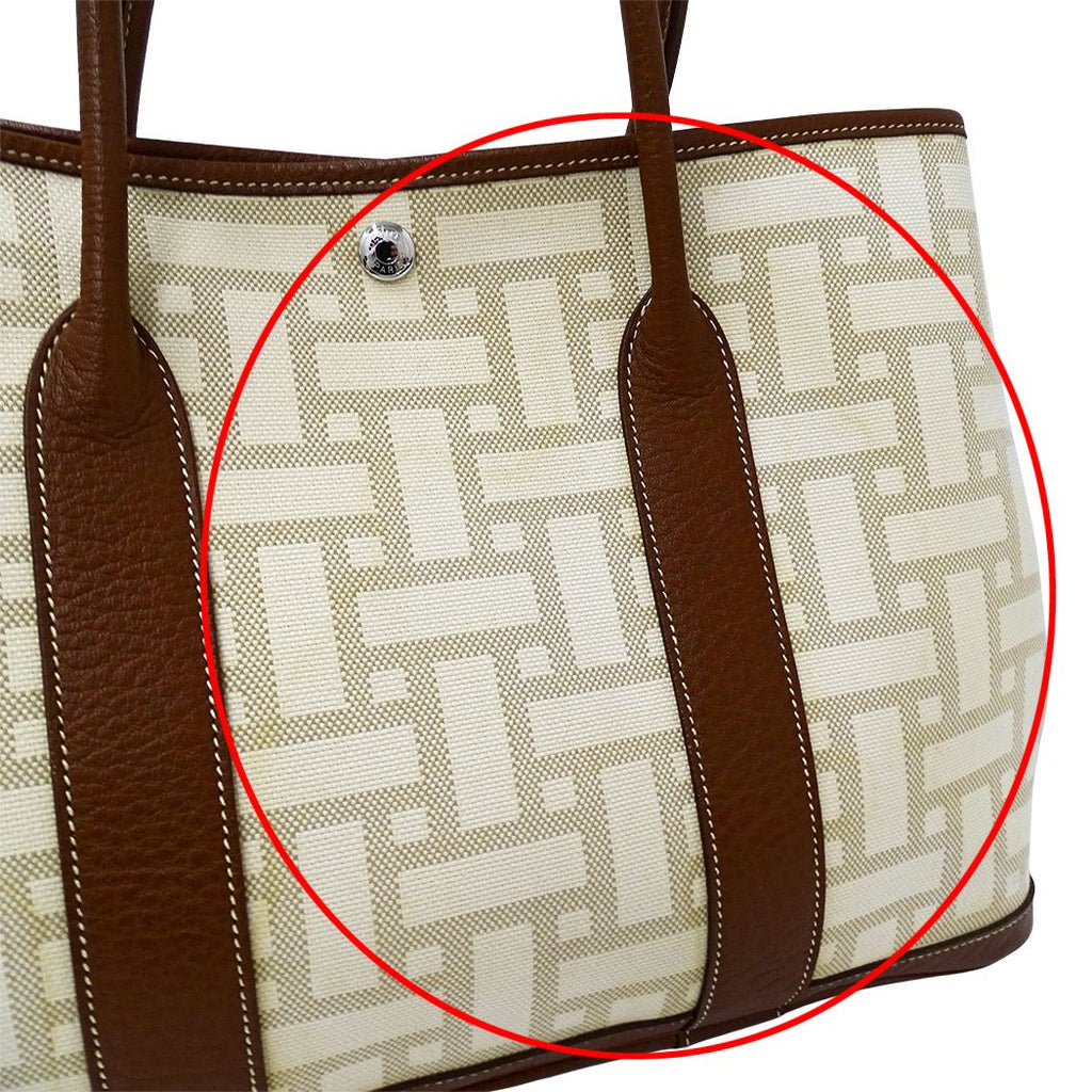 Hermes Tote Handbag Garden Party PM Twal Mosaic Brown Silver — view 8