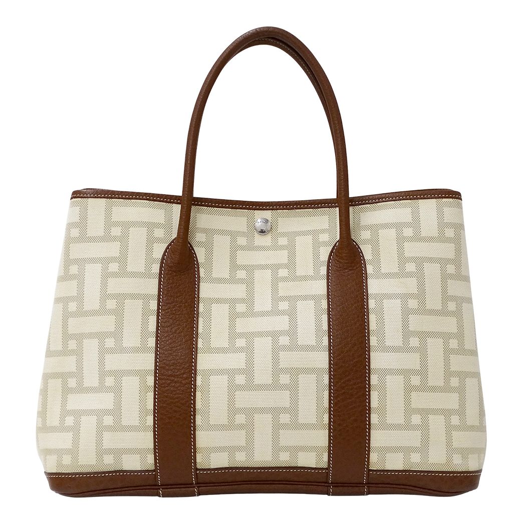 Hermes Tote Handbag Garden Party PM Twal Mosaic Brown Silver — view 2