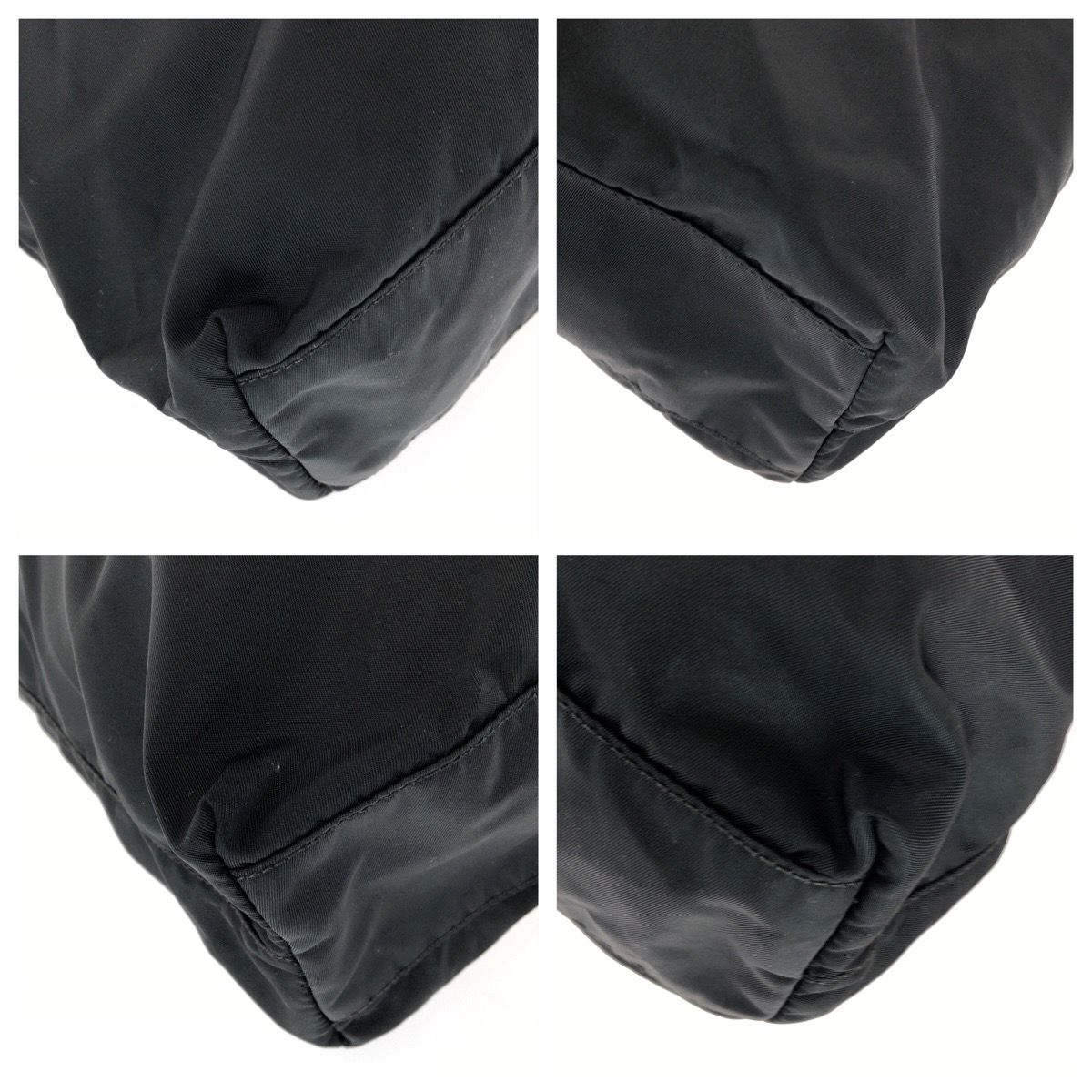 Prada Tessuto Saffiano Black Silver Nylon Leather Tote Bag — view 3