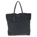 Prada Tessuto Saffiano Black Silver Nylon Leather Tote Bag