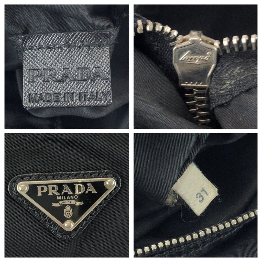 Prada Tessuto Saffiano Black Silver Nylon Leather Tote Bag — view 4