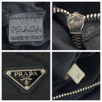 Prada Tessuto Saffiano Black Silver Nylon Leather Tote Bag — view 4
