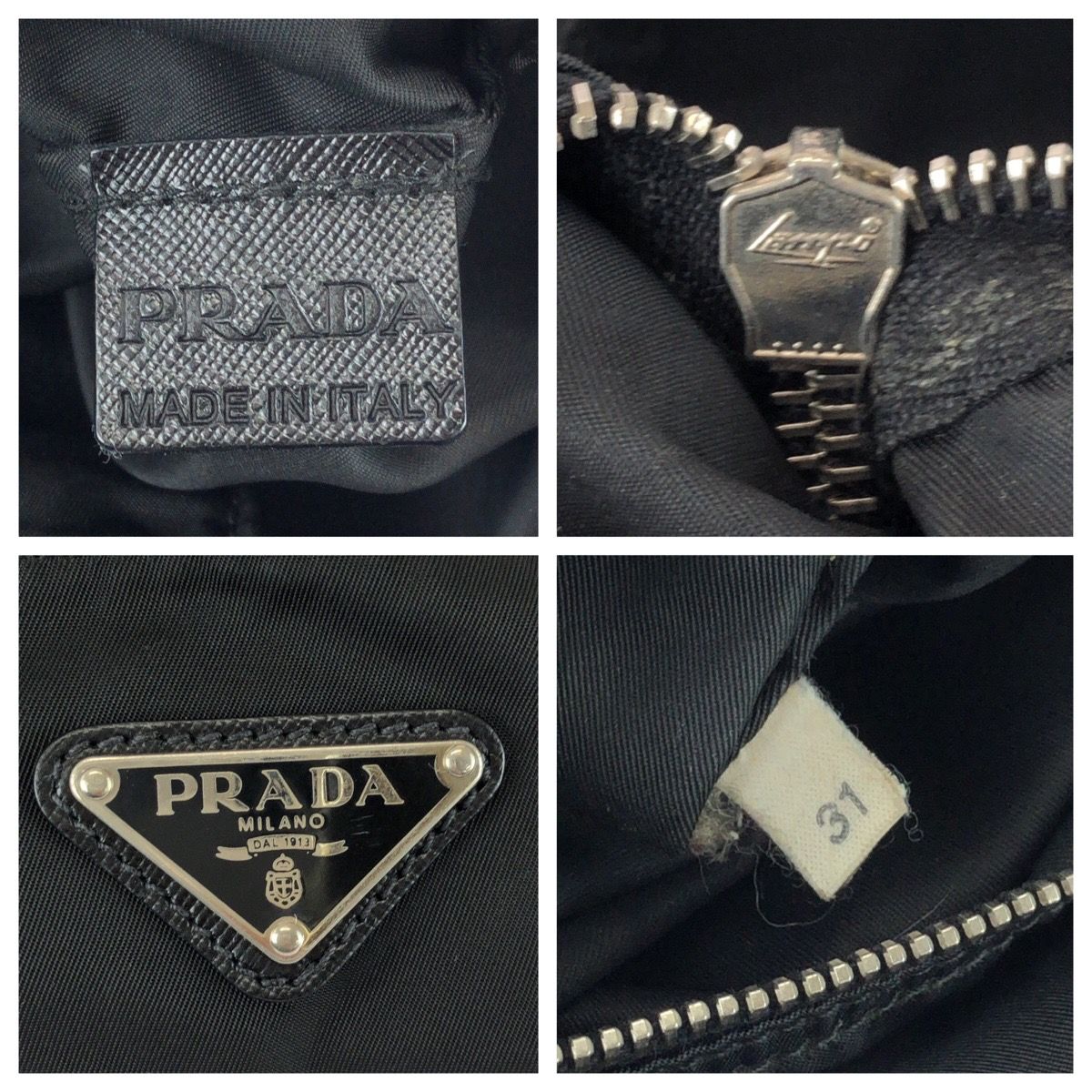 Prada Tessuto Saffiano Black Silver Nylon Leather Tote Bag — view 4
