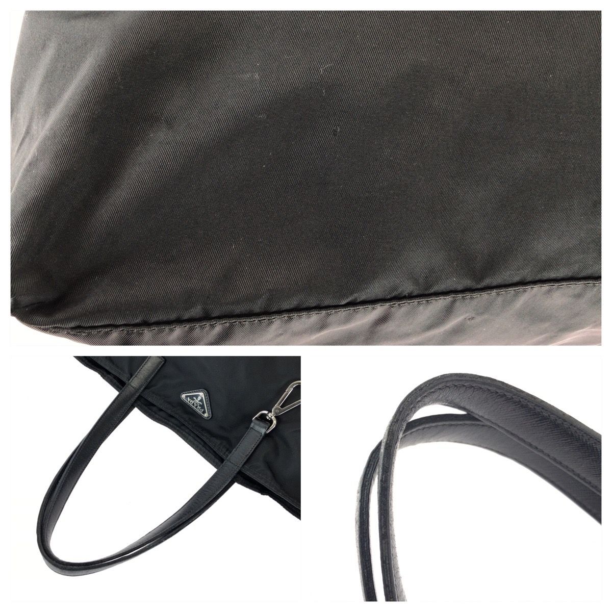 Prada Tessuto Saffiano Black Silver Nylon Leather Tote Bag — view 5